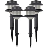 CyberTech Lighting 12V LED Pagoda Landscape Lights, Plastic Housing with Black Finish, 120 Lumens LEDG4 Replaceable Lamp Included. with Easy Snap Wire Connector (4 Pack)