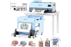 EXPLUX A3 DTF Printer,XP600 Turbo Printhead, 2X Faster Output, Anti-Clog Design + Low-Ink Warning+LED Multi-Function Display,Multi-Material Compatible,Gift Ink 2 Year(Printer+Powder Shaker)