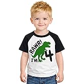 Luke and Lulu 4th Birthday Shirt Boy – Dinosaur & Construction Birthday Tee Roaring Party Outfit Trucks and T-Rex –Size 4T-5T