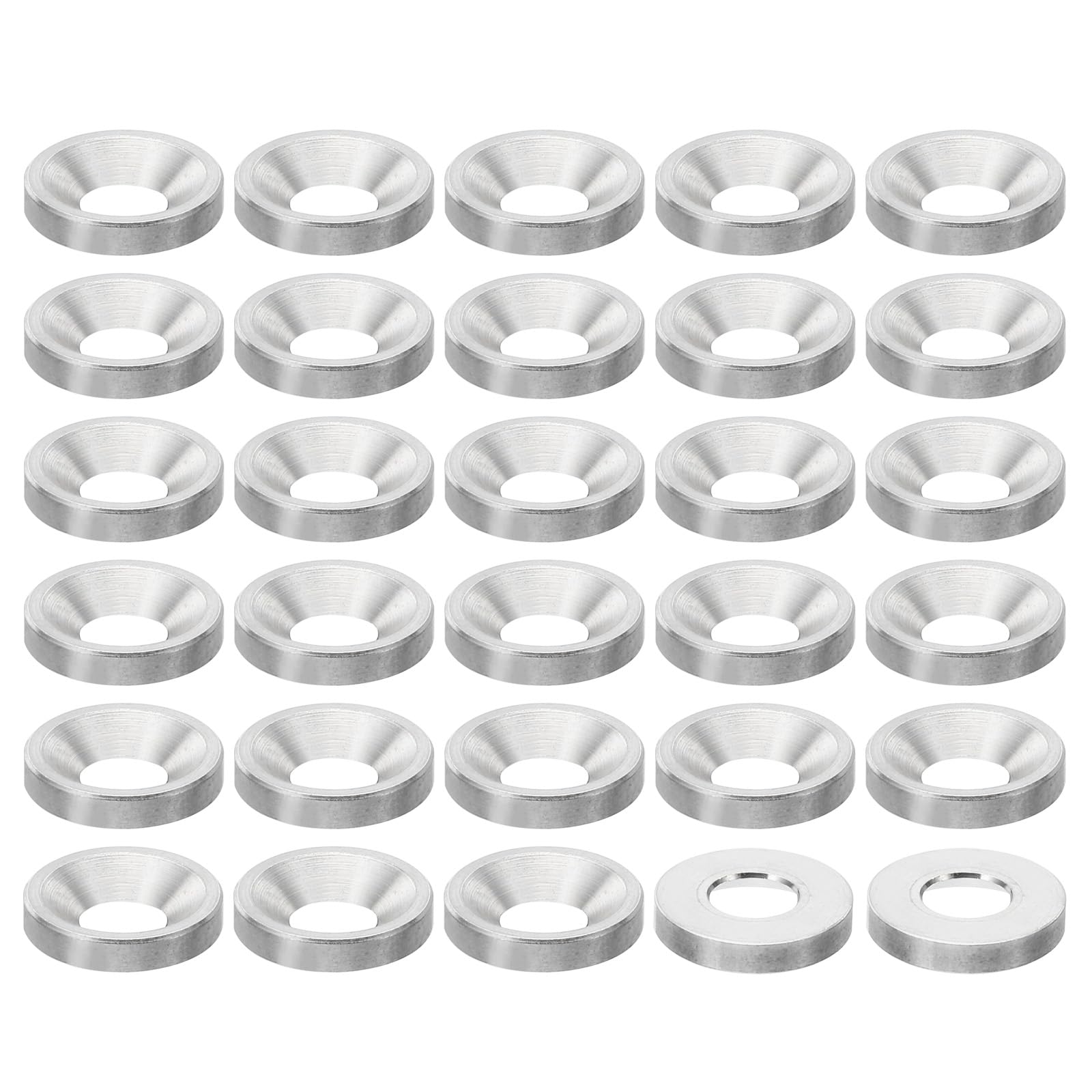 PATIKIL M6 Finish Countersunk Washer, 30pcs 15mm Dia. 2.8mm Tall Solid 304 Stainless Steel CNC Cup Washer Flat Screw Head Gasket for Constructions