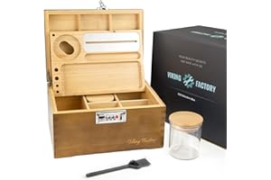 Viking Factory Thoughtful Gift Idea – Premium Bamboo Locking Box Set with Upgraded Tray and Accessories for Elegant Home Organization (Brown)