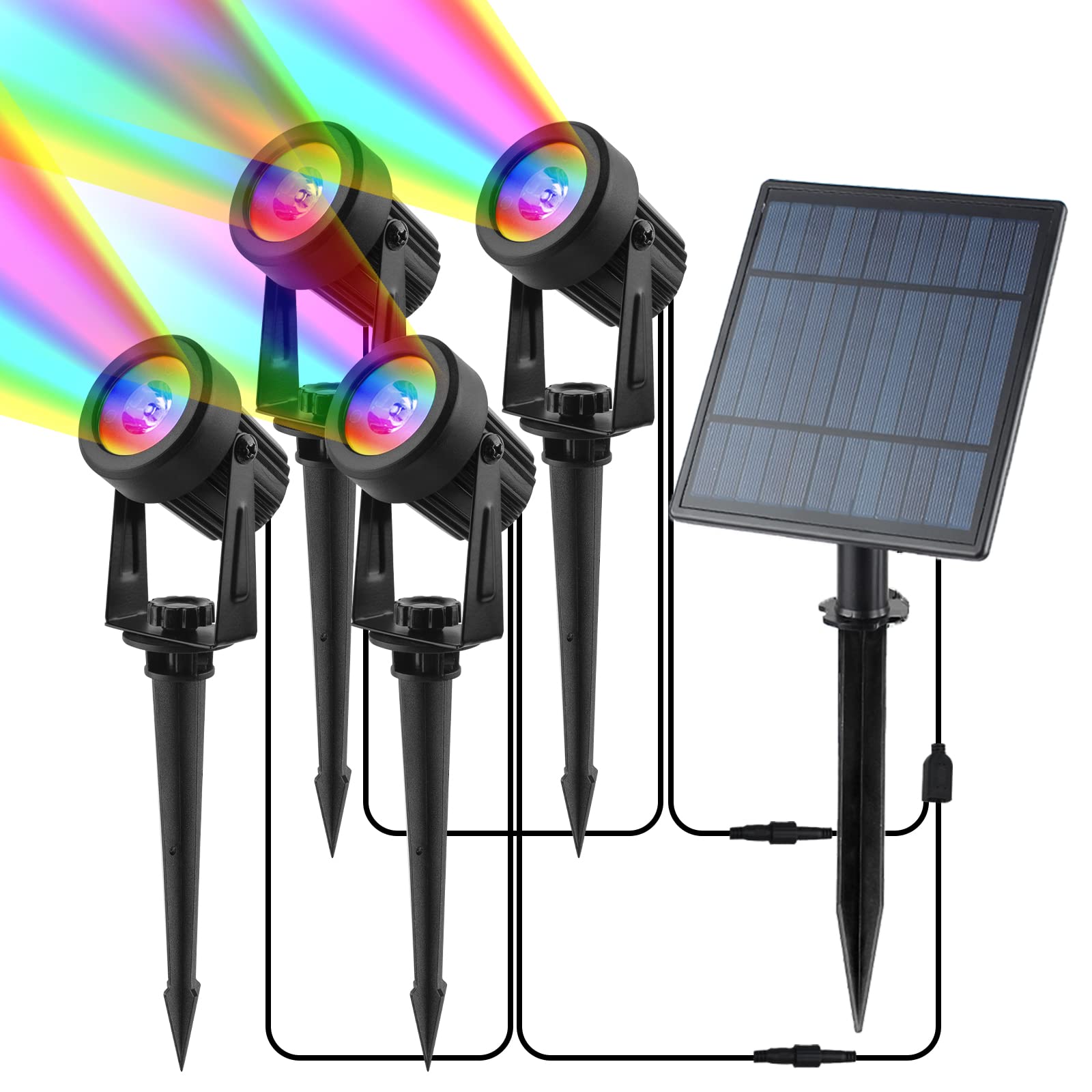 CORESLUX Solar Halloween Spotlights Outdoor, 4-in-1 Solar Color Changing Waterproof Lights, Multi-Color Landscape Spotlight, Outdoor Garden Lights Wall Uplighters for Christmas Pathway Tree.