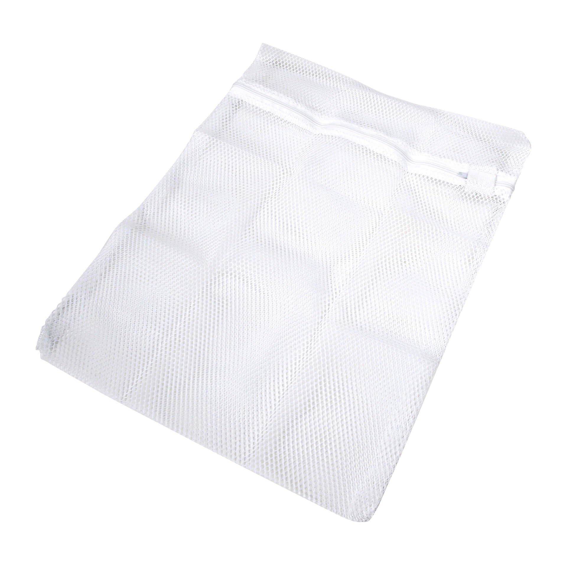 Fackelmann Laundry Bag, Clothes Protection Bag, Washing Machine Net Bag, with Zip, Plastic, 22.6x11.6x1.5cm, White