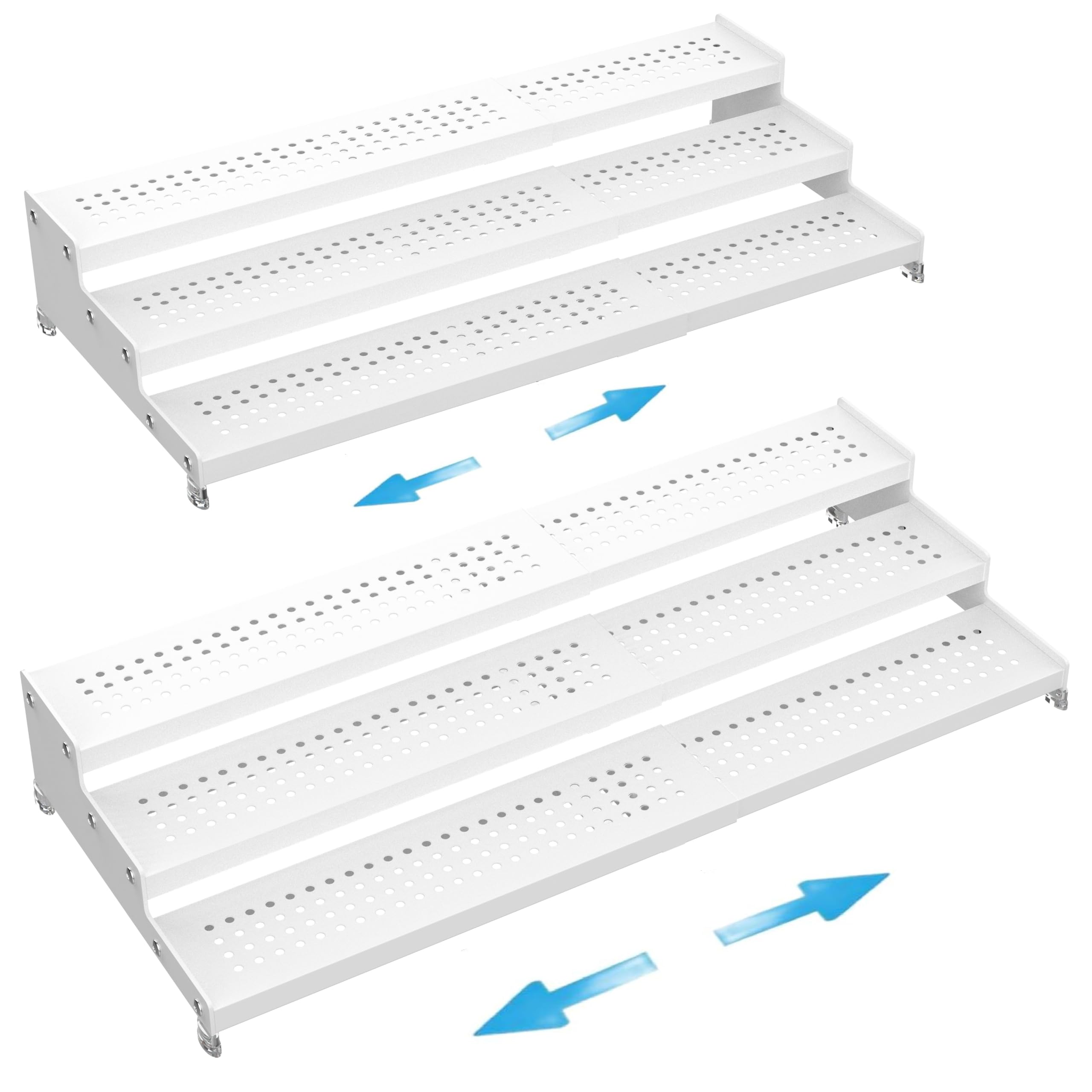 Photo 1 of Expandable Spice Rack organizer with 3-Tier step shelf,Modern Design heavy duty,Non Skid and Visibility ,Great for Kitchen Cabinet,Bathroom,dressing table,Cupboard, Pantry and more(2PACKS/WHITE)