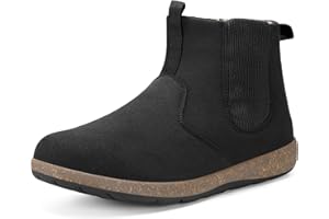 HSYOOES Womens Mens Chelsea Boots Minimalist Winter Snow Boots Wide Width Ankle Booties with Arch Support Slip-on Short Boot Shoes