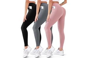 FEYHAY 3 Pack High Waisted Leggings for Women Butt Lift Tummy Control Yoga Pants Non See-Through Workout Running Pants