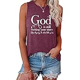 BLACKOO Women's Graphic God is Still Writing Your Story Graphic Tank Tops