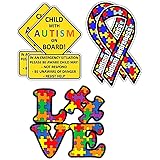 STICKY DUDE 5 pcs Child with Autism Awareness Car Sticker Set - Car Truck Decal Sticker. Alert Responders