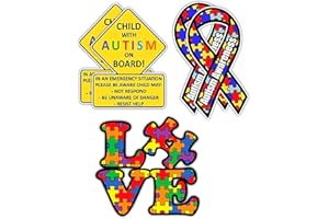 STICKY DUDE 5 pcs Child with Autism Awareness Car Sticker Set - Car Truck Decal Sticker. Alert Responders