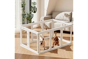 Gardner Pet Clear Acrylic Dog Playpen, 24" H 10 Planes Transparent Dog Fence Indoor, Sturdy Pet Pen for Puppy/Small Dog/Rabbi