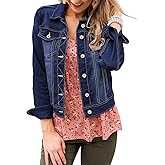 LookbookStore Women's Basic Long Sleeves Button Down Fitted Denim Jean Jackets