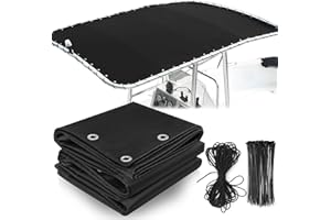 Cerumute Boat T top Canvas Replacement with Storage Bag 900D Heavy Duty Waterproof T-Top Canvas Without Frame Black (109" x 72")