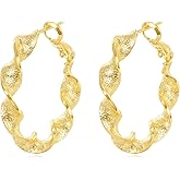 14K Gold Hoop Earrings Statement Chunky Hoop Earrings Gold Hoops Hypoallergenic Trendy Jewelry Valentine's Day Gifts for Women