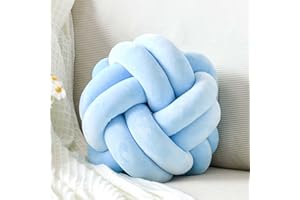 Uvvyui Knot Pillow Ball, Soft Blue Home Decor Knotted Pillows, Cute 8" Knot Pillow Round Velvet Plush Throw Pillow, Aesthetic Decorative Pillows for Bed, Floor, Couch, Bedroom