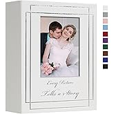 Hiwhy Photo Album 4x6 100 Photos Leather Cover Wedding Photo Albums Extra Large Capacity Picture Book with Beautiful Prints Presents for Wedding Baby Vacation White