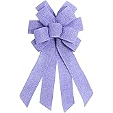 CHMOART Halloween Wreath Bow 20 x 11 Inches Mardi Gras Bows Purple Burlap Bow Carnival Holiday DIY Craft Bow Ornament Bow for Home Front Door Decorations