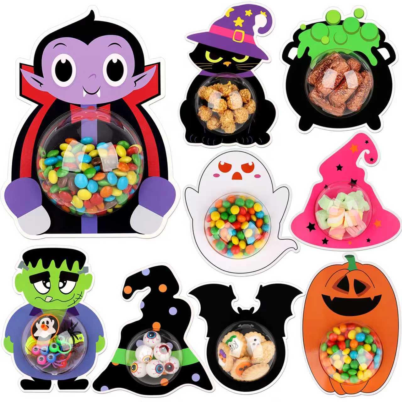 Photo 1 of 36 Set ?Halloween Candy Holder Cards with Clear Dome, ?Halloween Treat Boxes, Candy Servers,Ghost/Pumpkin/Bat Design,DIY Trick or Treat Party Favors for Kids, Classroom Prizes ,Family Gatherings(Candy Not Included)