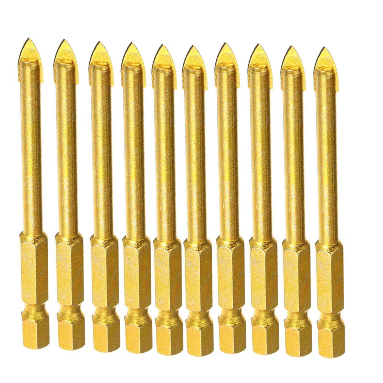 MACHSWON 10Pcs 4mm Tungsten Carbide Tile Drill Bit Set Glass Ceramic Flat Spear Head Drill Bit