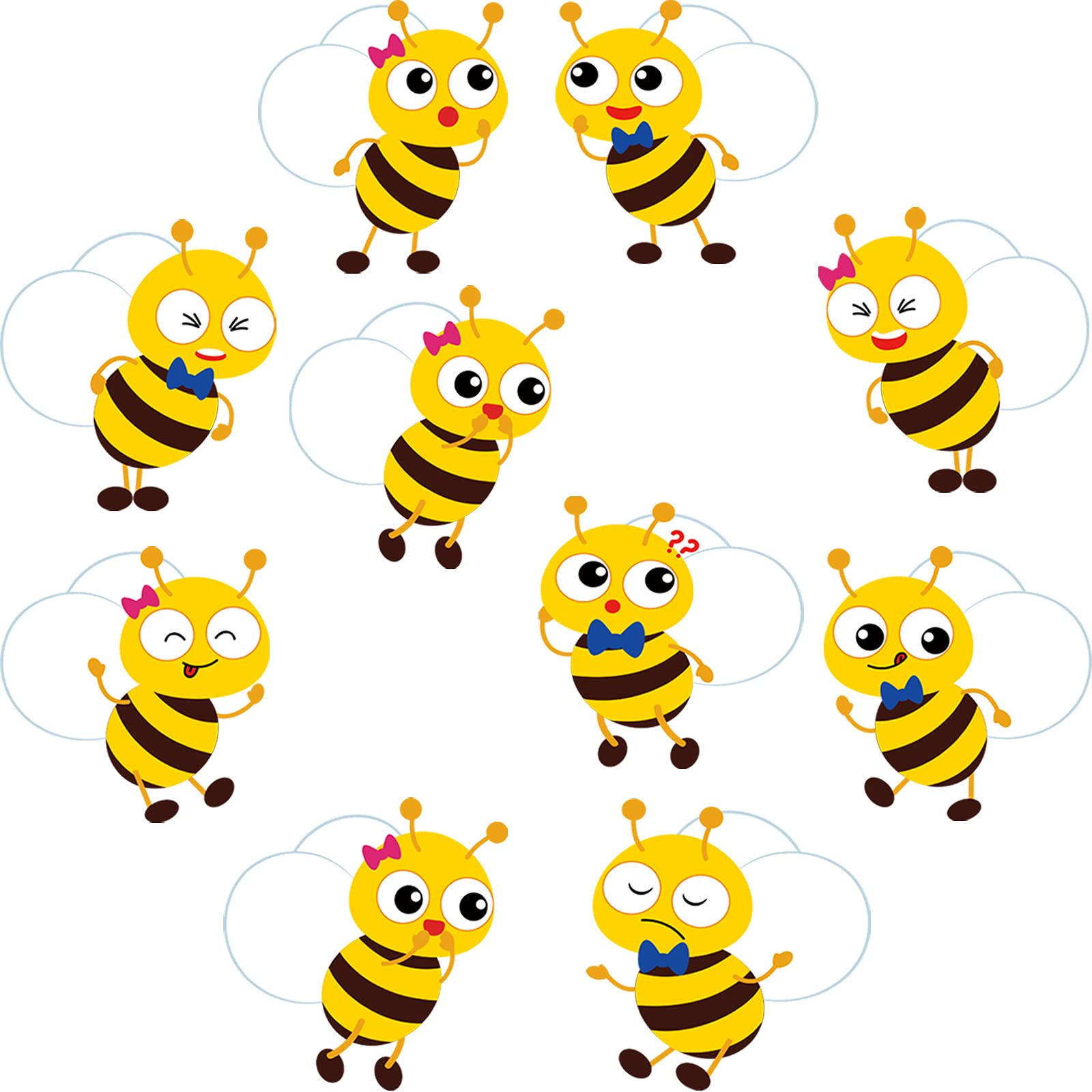 Photo 1 of Outus 40 Pieces Bee Cutouts for Bulletin Board Bee Classroom Decorations Name Tags Labels Paper Cutouts with Glue for Teacher Student Back to School Party Supplies Baby Shower Home Decor, 10 Designs