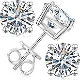 Moissanite Stud Earrings Screw Back 3-10mm 0.2ct-8.0ct 18K White Yellow Rose Gold Plated S925 Sterling Silver Round Cut D Color VVS1 Lab Created Moissanite Earrings for Women Men