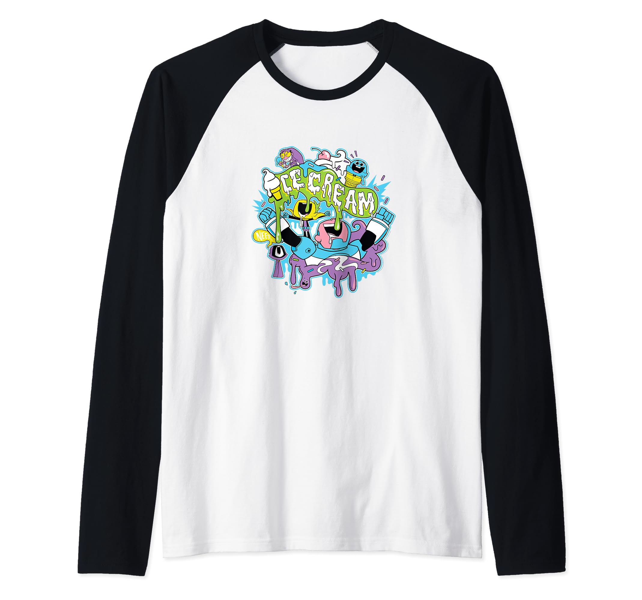 Teen Titans Go Ice Cream Raglan Baseball Tee
