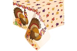 WorldBazaar Thanksgiving Plastic Tablecloths 3 Pack Disposable Turkey Table Cover 54 X 108 Harvest Leaves Thanksgiving Party Decorations