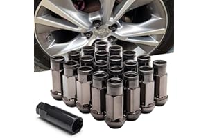 WENJTP 20pcs Titanium Cold Forged Steel 12mm*1.25 Lug Nuts Extended Tuner Wheel Nuts Modified Nuts Open End Compatible with V