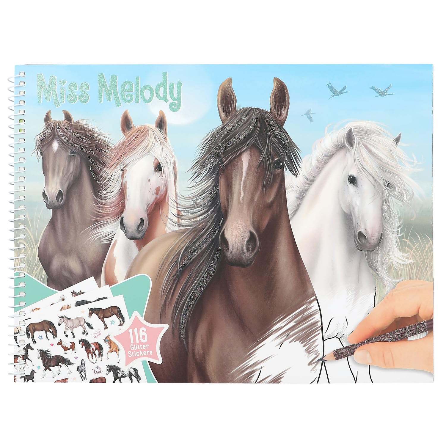 Depesche Miss Melody 12978 Colouring Book with 44 Pages for Creating Horse Motifs Includes Sticker Sheet