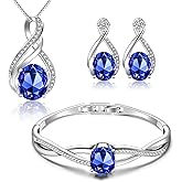 Menton Ezil Charming Crystal Jewelry Sets For Women 18K White Gold Plating Bracelet Necklace And Earrings Sets For Wife Girlfriend Or Mothers Idea Gift For Mother's day