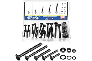 Glarks 60pcs M6 M8 M10 Carriage Bolts Screws, Round Head Square Neck Bolts, Square Neck Carriage Bolts Screws with Nuts and W