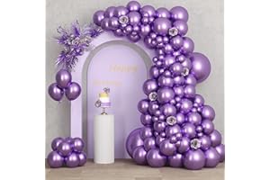 RUBFAC 87pcs Metallic Purple Balloons Latex Balloons Different Sizes 18 12 10 5 Inches Metallic Purple Party Balloon Kit for Birthday Wedding Graduation Baby Shower Holiday Celebration Decorations