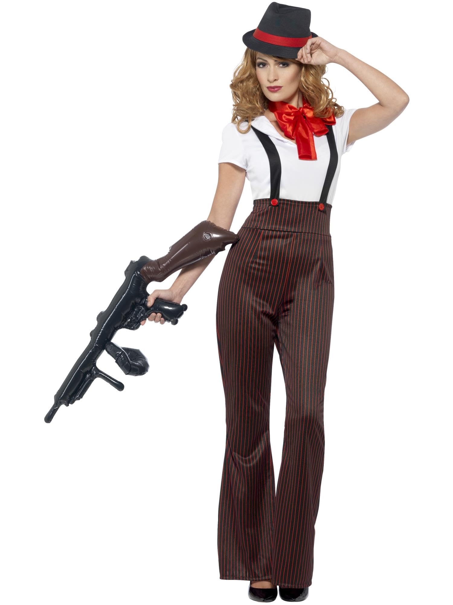 Smiffys Glam Gangster Costume, S - UK Size 08-10, Black & Red