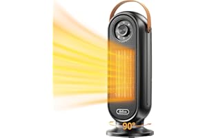 ANTIME Space Heaters for Indoor Use, 16 Inch Portable Electric Heater for Office, 1500W Fast Heating Space Heater with Thermostat, 90°Oscillation, 12H Timer, Remote, Safe, Ultra-quiet Room Heater Black