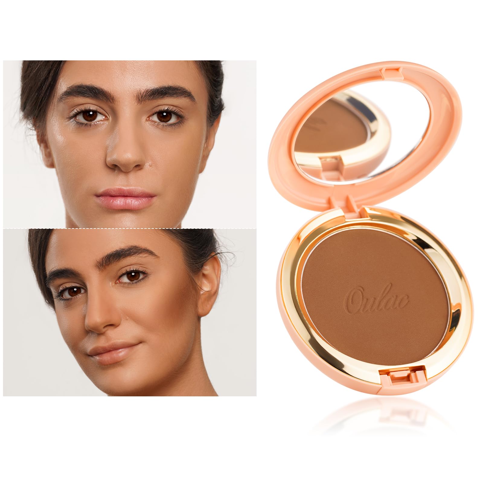 Oulac Brozner Powder Face Makeup - Bronzed Satin Finish, Highly Pigmented, Sun kissed Natrual Look, Also for Blusher, Contour Cream Bronzer, Vegan & Cruelty-Free BS04