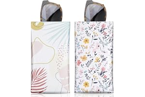 MoKo Squeeze Top Glasses Pouch, Portable Leather Soft Sunglasses Case Anti-Scratch Eyeglasses Bag Goggles Sleeve