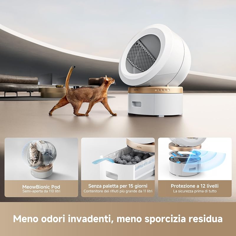 MeowgicPod LR10 Prime Lettiera per gatti intelligente,110L,15 giorni