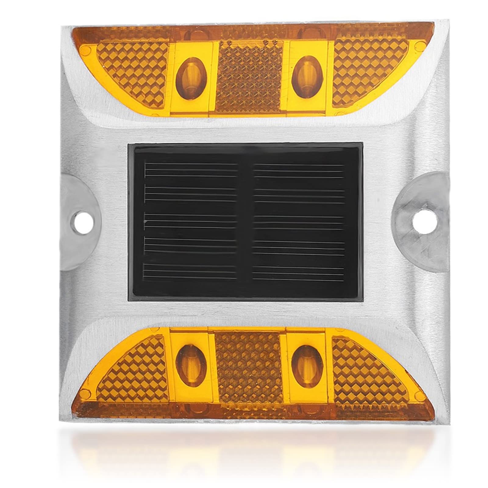 Dioche 2-Sided Reflector Road Pavement Marker, Aluminum Rectangle Road Reflector with LED, Solar Powered Outdoor Road Stud Light for Pathway