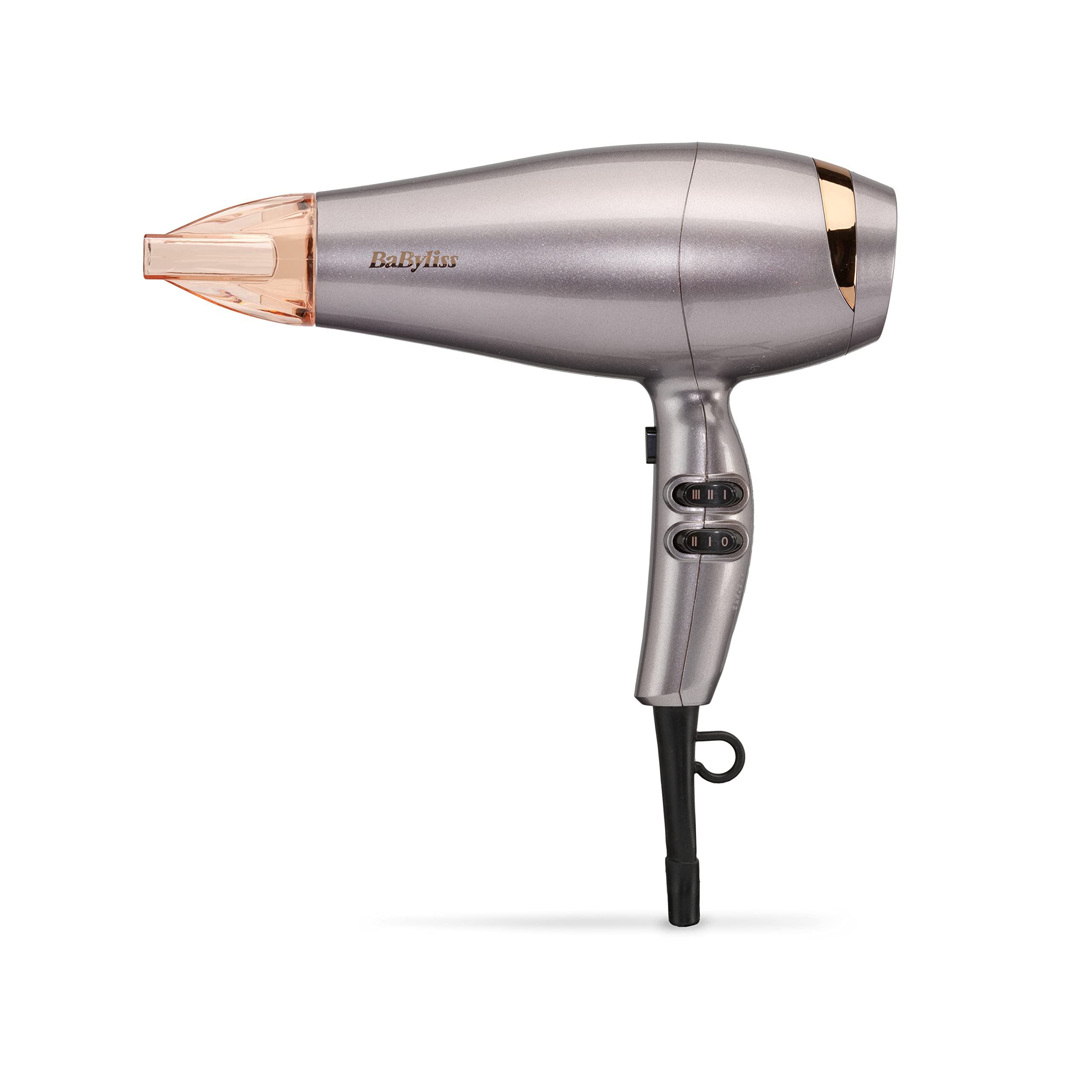 BaByliss Shimmer Hair Dryer - 2100W Professional Ionic Blow Dryer, Lightweight Travel Hairdryer, Fast Drying Ceramic Hair Dryer, 3 Heat & 2 Speed Settings, Silver, 5336BU
