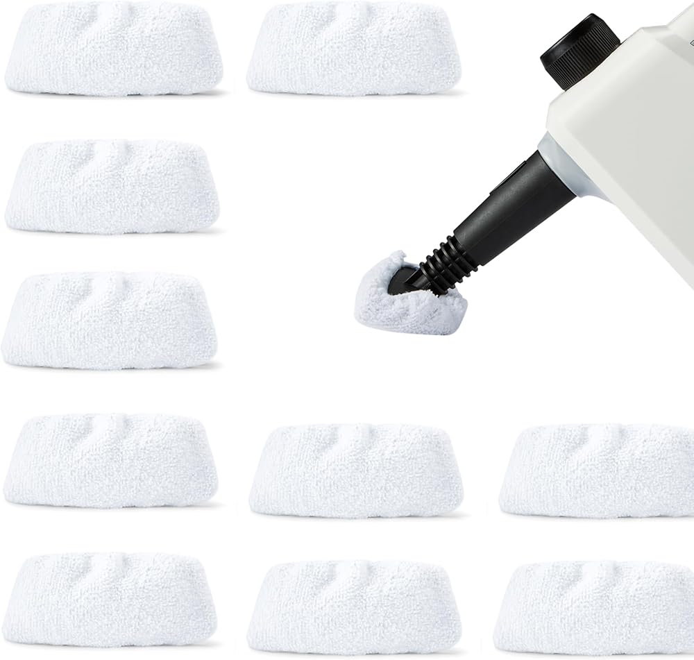Amazon Basics Universal Microfiber Cloths for Steam Cleaner, Replacement Pad, Washable, 10-Pack