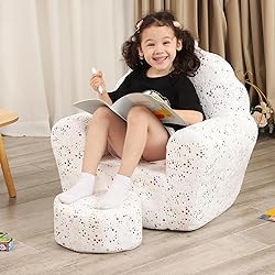MOMCAYWEX Kids Sofa with Ottoman, Shell-Like Sofa
