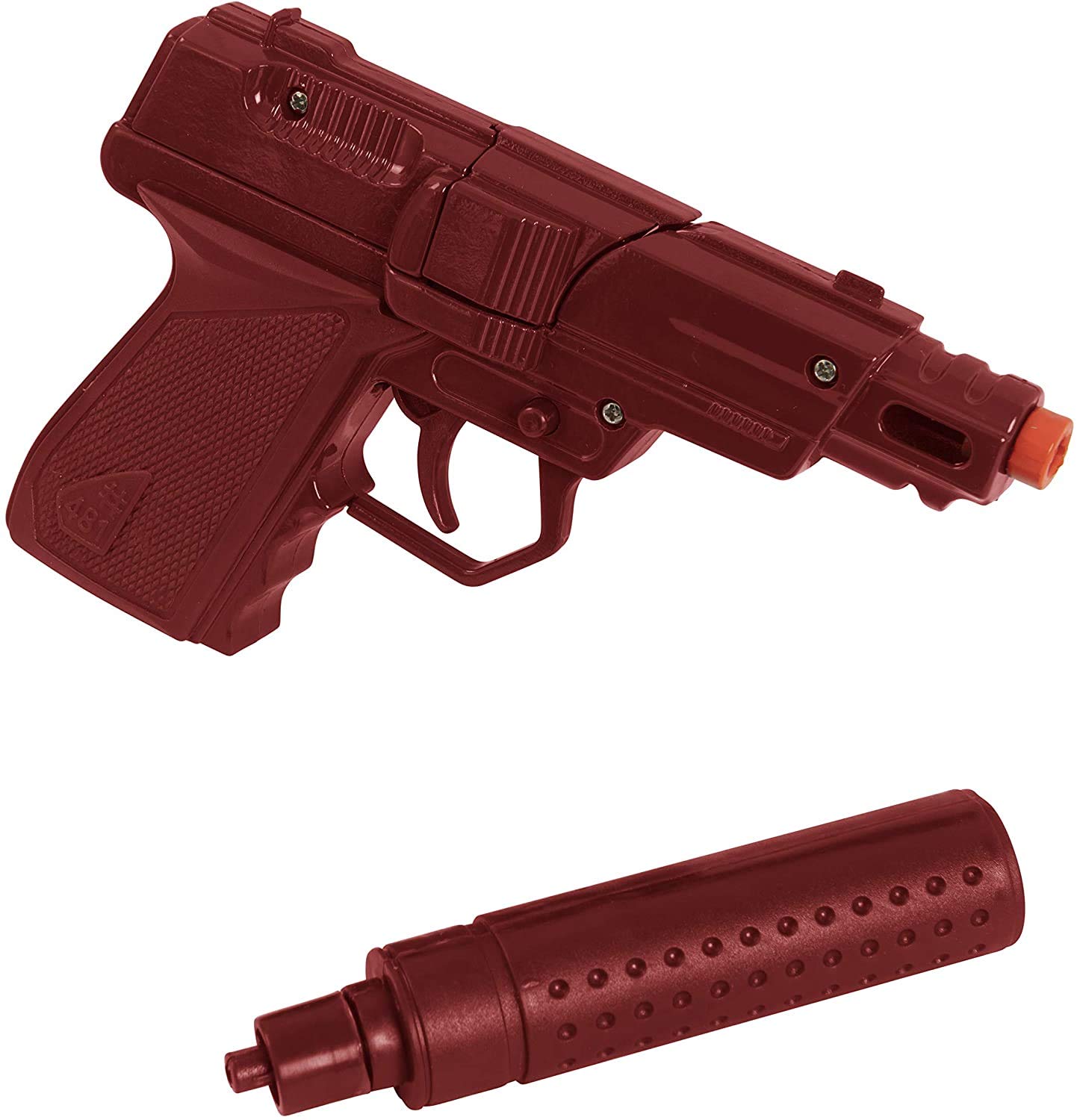D.A.Y. Republic Swat Mission Die-cast Metal Cap Gun Pistol with Silencer, Great Fun for Adults and Children, Role Playing Toy Spy Guns, Uses 8 Shot Ring Caps, Police Playset (Pistol & Silencer, Red)