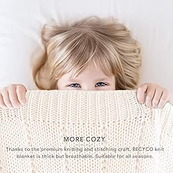 RECYCO Cable Knit Cream White Throw Blanket for