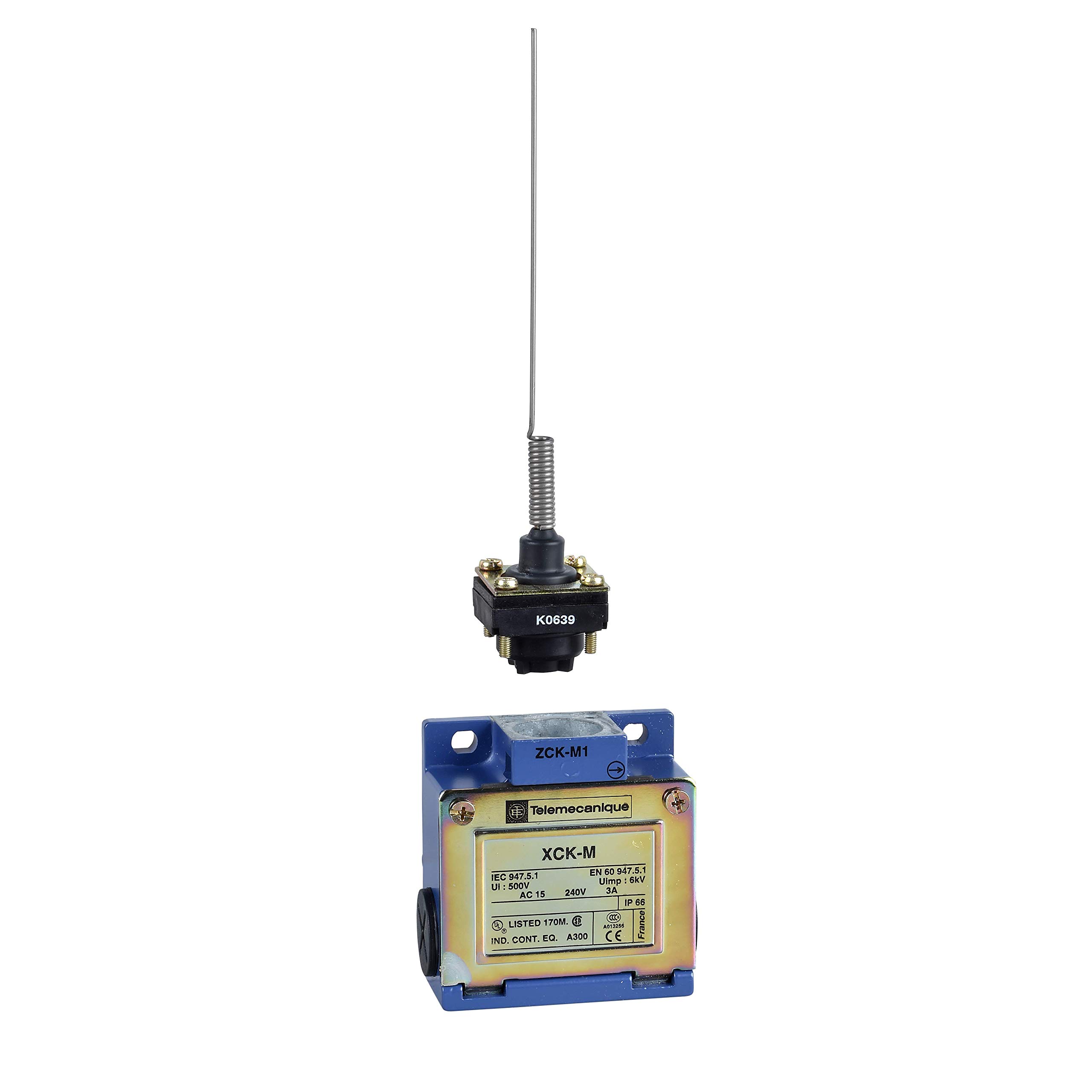 Telemecanique Sensor OsiSense XC Standard limit switch XCKM - cats whisker - 1NC+1NO - snap action - M20, XCKM106H29
