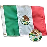 STREBAN Mexican Flag 12x18 Inch - Embroidered Design Small Mexico Flag Heavy Duty Polyester with Sewn Stripes, Brass Grommets