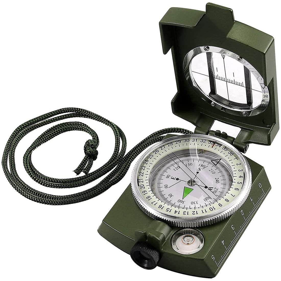 Shiwaki Compass Waterproof Navigation Compass Metal Sighting Compass - Green