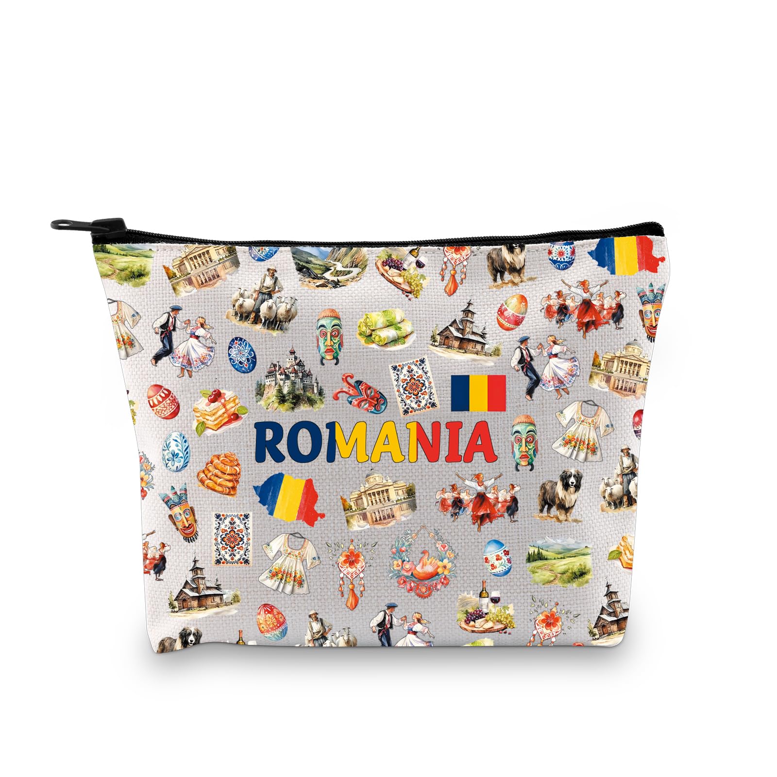 Romania Inspired Cosmetic Bag - Romanian Flag Gift for Romania Lovers and Proud Romanians