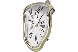 ROSEDOES Melting Clock, Salvador Dali Clock,Melted Clock Alice in Wonderland Decor Funky Home Decor Surreal Desk Shelf Desk Melted Clock, Surface Design Drippy Clock for Living Room, Bedroom, Office
