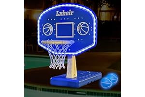 Lxheir Pool Basketball Hoop Poolside, Lengthen Sturdy Base Pool Summer Water Basketball Hoop Game for Kids Boys Girls, Swimming Pool Basketball Hoop with 2 Balls and Pump
