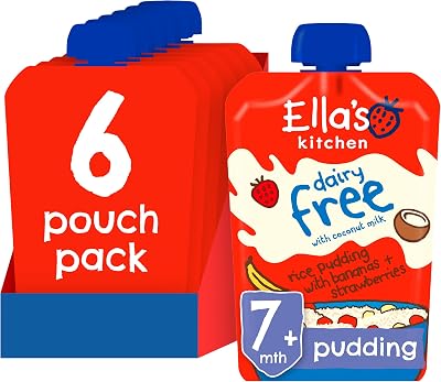 Ella's Kitchen Dairy Free Banana & Strawberry Rice Pudding 80g x6