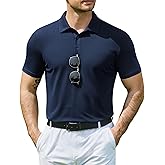 COOFANDY Men's Polo Shirt Golf Quick Dry Cotton Polos Short Sleeve Tees Athletic Tactical Collared Summer T-Shirt Navy Blue
